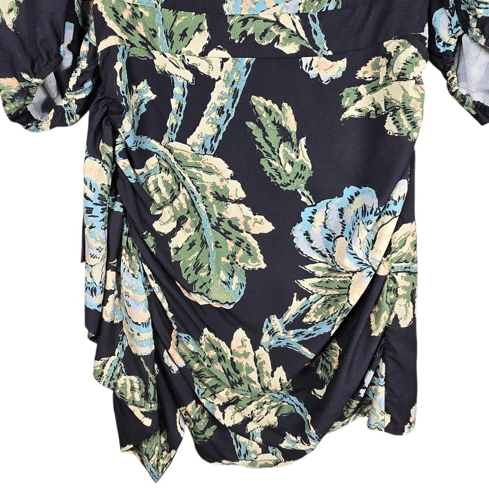 Rhode Pia Dress Womens 4 Multicolor Floral Puff Sleeve Ruched Sheath Mini Tulip - Picture 3 of 11